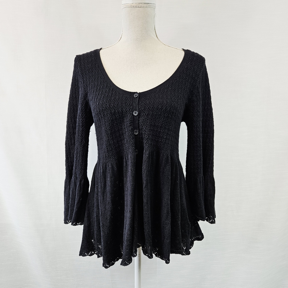 Free People Black Peplum Knit Sweater size Medium
